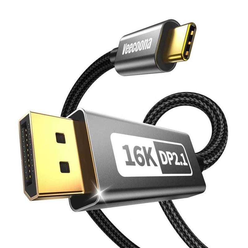 Veecoona USB-C to DisplayPort 2.1 Cable 3FT | 16K@30Hz 8K@120Hz 4K@240Hz 40Gbps, Thunderbolt 4/3 to DisplayPort 2.1 Cord [Thunderbolt 3/4/5 Compatible] for iPhone 16/15,Galaxy S24,MacBook Pro/Air,iPad,XPS - Image 1